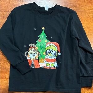 Jerzees Kids Black Bluey Christmas  Long Sleeve Tee